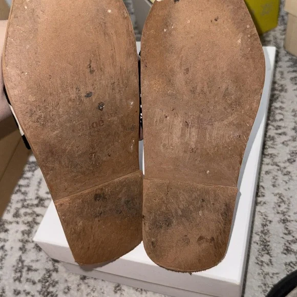 Chloé Black Logo Ribbon Slide Sandals with Brown Footbed - Picture 2 of 2